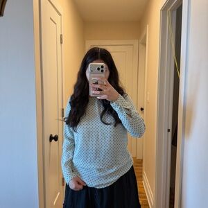 Ann Taylor Light Blue flower Dot blouse